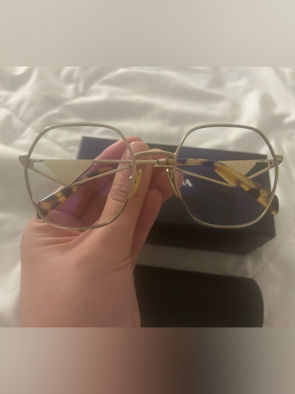💖AUTHENTIC💖 PRADA 💖Gold Metal Framed Women's Fashion Glasses - Gold